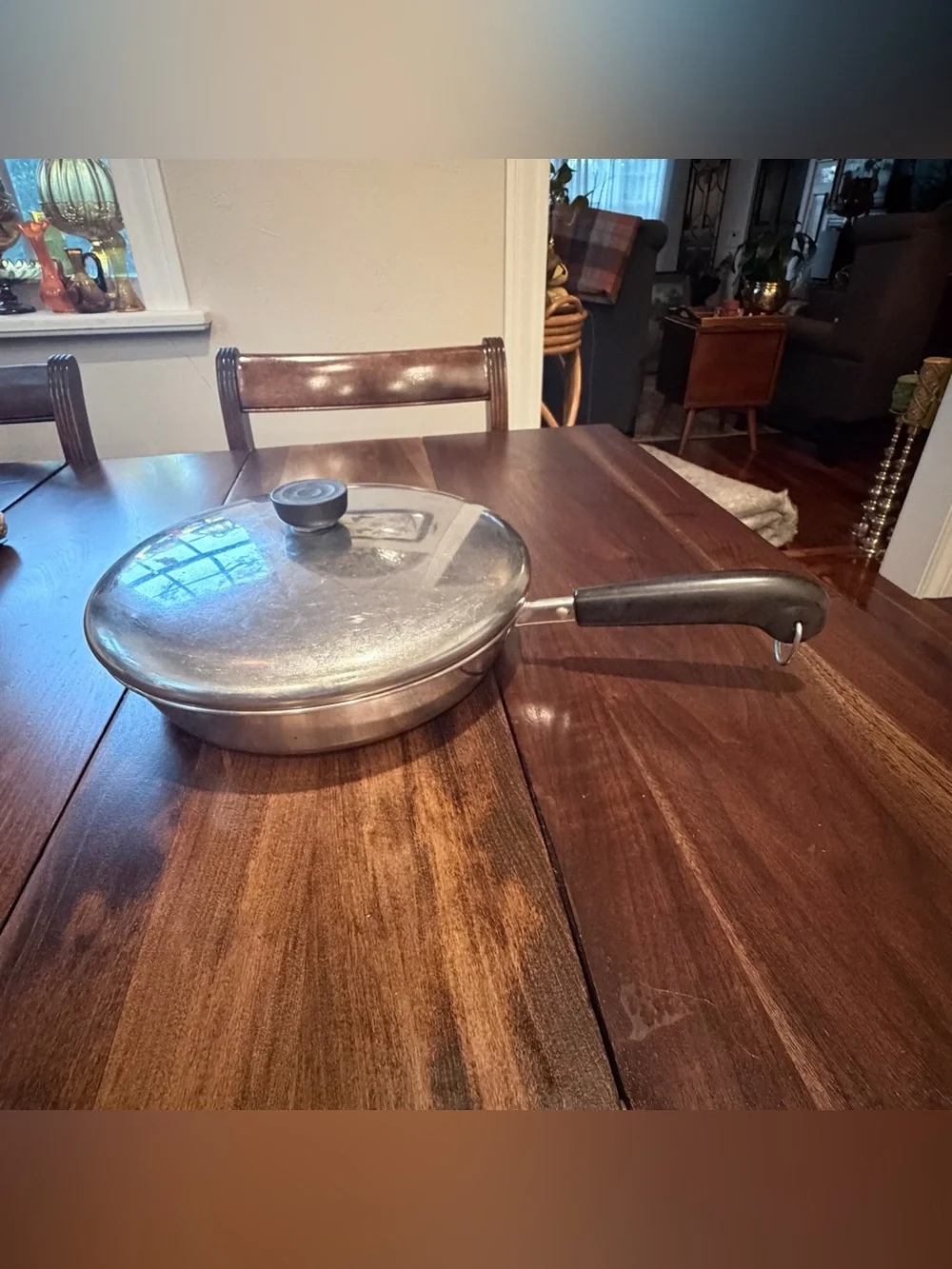 Vintage Revere Ware 10 Inch Skillet with Lid, Copper Bottom Frying Pan
